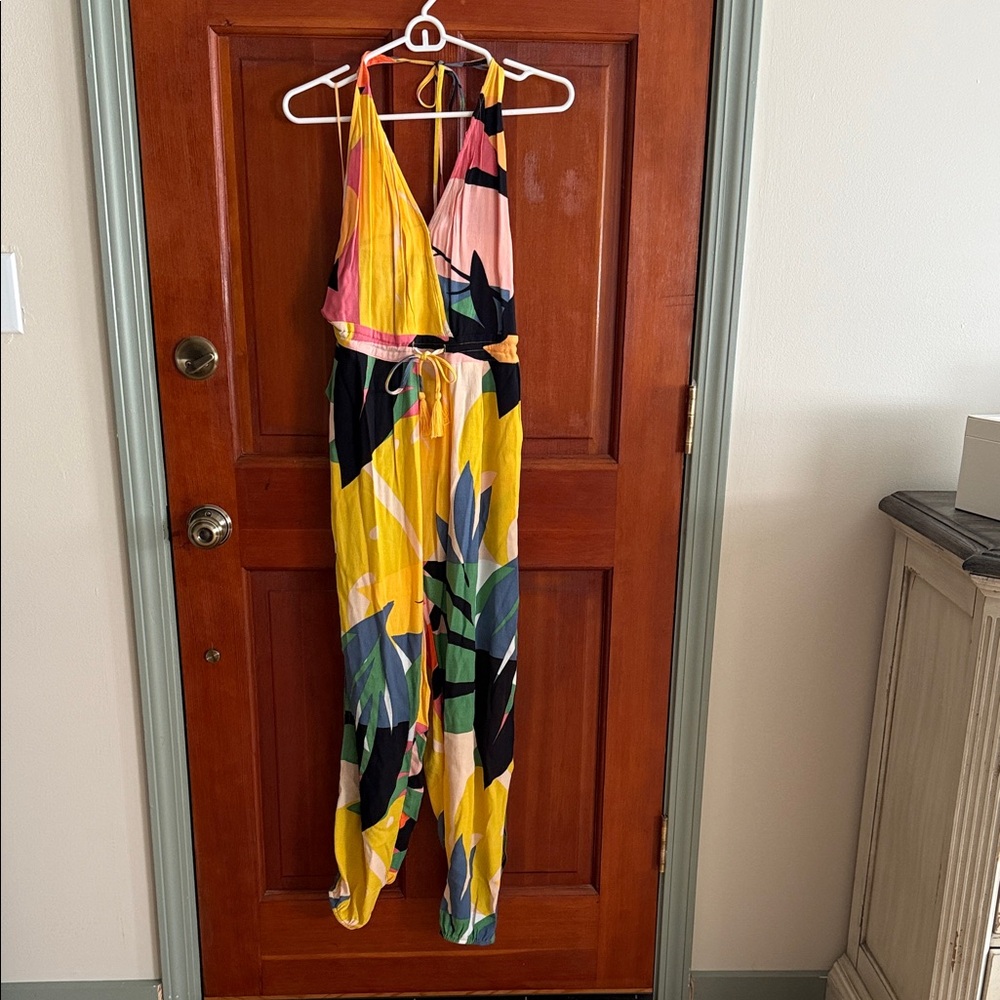 Olivaceous Multicolor Jumpsuit with Yellow and Pink Accents